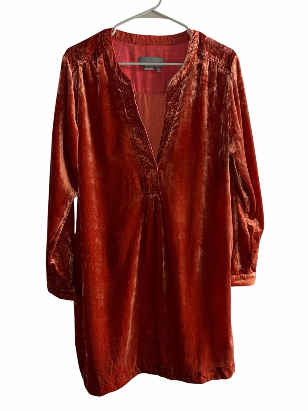 Anthropologie Melody Velvet Tunic Dress in Cinnamon Orange Women’s M - Picture 2 of 9